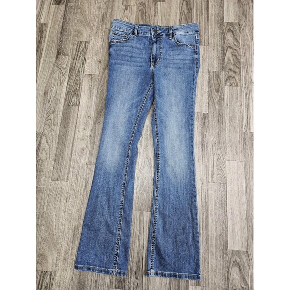 (3/$35) M Jeans By Maurices Womens 2 Short Mid Rise Bootcut Blue Denim Jeans - Picture 1 of 11